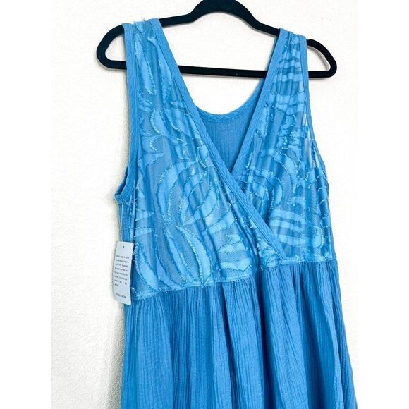 NWT! Stitchdrop Nordstrom Mykonos Blue Sail Crinkle Tank Dress Size M - Picture 5 of 6